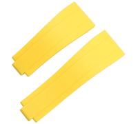 ROUHO Silicone Rubber Replacement Watch Strap Double Convex Watch Strap Accessories for Rolex Daytona Submariner-Yellow 21mm