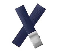 ROUHO Silicone Sports Diving Watch Strap Durable Rubber Watch Band with Folding Clasp for Longines HydroConquest L3.742 642 781 782-Blue 19mm