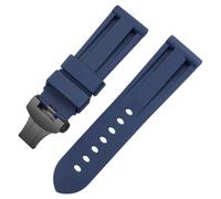 ROUHO Silicone Sports Wristwatch Strap, Black Foldable Clasp TPU Rubber Watch Belt for Panerai PAM441/359/312/616-Blue 22mm