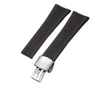 ROUHO Silicone Watch Band 25x13mm Ribbed Texture Waterproof Rubber Watch Strap for Patek Philippe Nautilus 5711/5712/5980-Brown + Silver