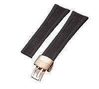 ROUHO Silicone Watch Band 25x13mm Ribbed Texture Waterproof Rubber Watch Strap for Patek Philippe Nautilus 5711/5712/5980-Brown + Rose Gold