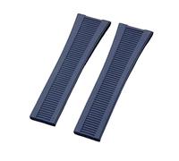 ROUHO Silicone Watch Band 25x13mm Ribbed Texture Waterproof Rubber Watch Strap for Patek Philippe Nautilus 5711/5712/5980-Blue