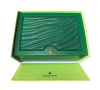ROUHO Single Slot Watch Holder Green Wave Design Solid Wood Case Velvet Display Unit for Rolex Day-Date