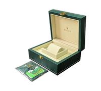 ROUHO Single Watch Holder Case Green PU Leather Wooden Watch Box Suede Lining for Rolex Sky-Dweller