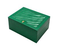 ROUHO Single Watch Holder Wooden Watch Organiser Green Storage Box Cream Lining Display Cushion Case for Rolex Day-Date