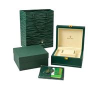 ROUHO Single Watch Organiser Green Wooden Display Case Mens Timepiece Holder White Stitching Detail for Rolex Datejust & Lady-Datejust