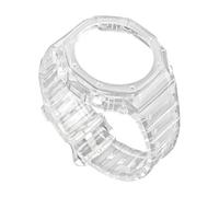 ROUHO Soft Bezel Strap Modification Kit Waterproof Silicone Watch Band Case Set for Casio GA2100 GA2110 GA-B2100-Transparent
