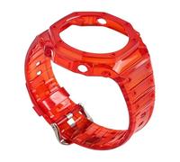 ROUHO Soft Bezel Strap Modification Kit Waterproof Silicone Watch Band Case Set for Casio GA2100 GA2110 GA-B2100-Red