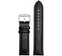ROUHO Soft Genuine Leather Watch Strap Durable Classic Replacement Men's Watches Bracelet for Citizen JY8037 JY8031 CB5848 AT8040-Black + Silver Pin Buckle 22mm