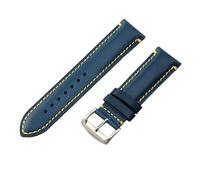 ROUHO Soft Genuine Leather Watch Strap Durable Classic Replacement Men's Watches Bracelet for Citizen JY8037 JY8031 CB5848 AT8040-Blue + Silver Pin Buckle 23mm