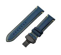 ROUHO Soft Genuine Leather Watch Strap Durable Classic Replacement Men's Watches Bracelet for Citizen JY8037 JY8031 CB5848 AT8040-Blue + Black Deployment Buckle 22mm