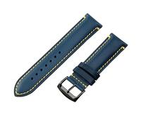 ROUHO Soft Genuine Leather Watch Strap Durable Classic Replacement Men's Watches Bracelet for Citizen JY8037 JY8031 CB5848 AT8040-Blue + Black Pin Buckle 22mm