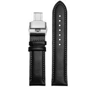 ROUHO Soft Genuine Leather Watch Strap Durable Classic Replacement Men's Watches Bracelet for Citizen JY8037 JY8031 CB5848 AT8040-Black + Silver Deployment Buckle 22mm
