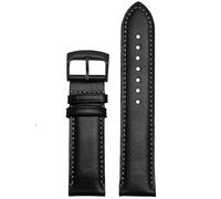 ROUHO Soft Genuine Leather Watch Strap Durable Classic Replacement Men's Watches Bracelet for Citizen JY8037 JY8031 CB5848 AT8040-Black + Black Pin Buckle 22mm