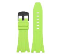 ROUHO Soft Silicone Watch Strap 27mm Replacement Watch Band Waterproof Rubber Wristband for Audemars Piguet Royal Oak 15500/15510 26331-Green + Black Buckle