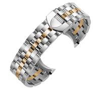 ROUHO Solid Stainless Steel Watch Band - Double Lock Clasp Replacement Men's Watch Bracelet for Tudor Glamour-Silver Gold 20mm