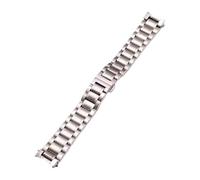 ROUHO Stainless Steel Arc Interface Watchband Double Press Deployment Buckle Watch Bracelet Compatible with Longines Master L2 L4-Silver 20mm