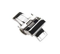 ROUHO Stainless Steel Deployant Watch Buckle Push-Button Quick Release Folding Watch Clasp for Armani-Silver 18mm