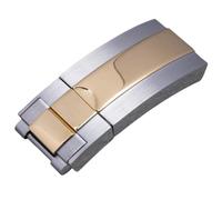 ROUHO Stainless Steel Deployment Clasp, Replacement Watch Strap Buckle for Rolex Daytona Oyster Submariner-Silver Rose Gold 18 x 9 x 20mm