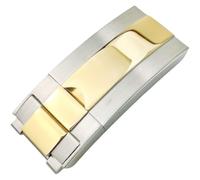 ROUHO Stainless Steel Deployment Clasp, Replacement Watch Strap Buckle for Rolex Oyster Yacht-Master-Silver Gold 18 x 9 x 20mm