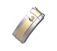 ROUHO Stainless Steel Deployment Watch Buckle Folding Quick Release Watch Strap Buckle for Rolex Submariner Date Daytona-Silver Gold 16mm