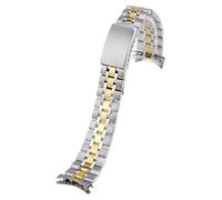 ROUHO Stainless Steel Folding Clasp Watch Strap, Men's Women's Curved Watch Bracelet for Tudor Hydronaut Princess-Silver Gold 19mm