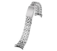 ROUHO Stainless Steel Folding Clasp Watch Strap, Men's Women's Curved Watch Bracelet for Tudor Hydronaut Princess-Silver 19mm