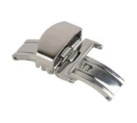 ROUHO Stainless Steel Folding Watch Buckle Double Press Deployment Watch Strap Clasp Accessories-Silver 12mm