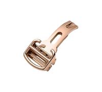 ROUHO Stainless Steel Folding Watch Buckle Replacement Watch Strap Buckles for Cartier Ballon Bleu Santos Tank Clé London-Rose Gold 14mm