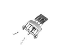 ROUHO Stainless Steel Leather Strap Buckle Replacement Frosted Folding Buckle Watch Accessories for BREITLING Avenger Series - Silver 20mm