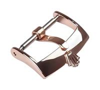 ROUHO Stainless Steel Leather Strap Pin Buckle - Watch Clasp Accessory for Rolex Daytona Submariner GMT-Rose Gold 20mm