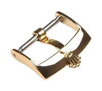 ROUHO Stainless Steel Leather Strap Pin Buckle - Watch Clasp Accessory for Rolex Daytona Submariner GMT-Gold 20mm