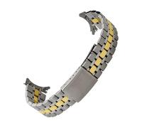 ROUHO Stainless Steel Replacement Watch Band Accessories Arc Lugs Watch Bracelet Compatible with Tudor Prince & Princess-Silver Gold 17mm
