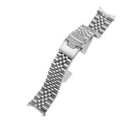 ROUHO Stainless Steel Strap Metal Bracelet Band 19mm 20mm 21mm 22mm Curved End Replacement Brushed Polished Links for Seiko SKX007 - A2 19mm