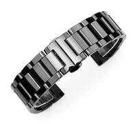 ROUHO Stainless Steel Watch Accessories Deployment Clasp Men's Metal Watch Bracelet for Montblanc TimeWalker Heritage 1858-Black 3 22mm