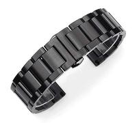 ROUHO Stainless Steel Watch Accessories Deployment Clasp Men's Metal Watch Bracelet for Montblanc TimeWalker Heritage 1858-Black 1 23mm