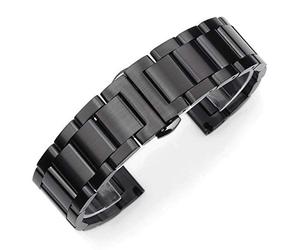 ROUHO Stainless Steel Watch Accessories Deployment Clasp Men's Metal Watch Bracelet for Montblanc TimeWalker Heritage 1858-Black 1 23mm