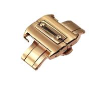 ROUHO Stainless Steel Watch Bracelet Clasp Double Pull Deployment Watch Strap Buckle for CA-RTI-ER SAN-TOS 100-Rose Gold 18mm