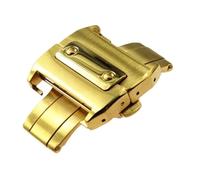ROUHO Stainless Steel Watch Bracelet Clasp Double Pull Deployment Watch Strap Buckle for CA-RTI-ER SAN-TOS 100-Gold 18mm