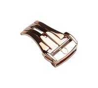 ROUHO Stainless Steel Watch Deployment Clasp Durable Replacement Butterfly Fold-Over Watch Buckle for Omega-Rose Gold 16mm