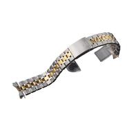 ROUHO Stainless Steel Watch Strap 13mm 17mm 19mm 20mm Jubilee Metal Bracelet Curved End Link Wristband for Tudor Prince and Princess Classic Collection - Silver+Gold 13mm