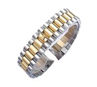 ROUHO Stainless Steel Watch Strap 13mm 17mm 20mm 21mm Metal Replacement Bracelet Curved End President Band for Rolex Oyster Perpetual Datejust - Silver+Gold 21mm
