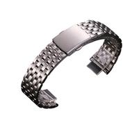 ROUHO Stainless Steel Watch Strap 18mm 20mm 22mm Metal Replacement Bracelet Curved End Link Wristband Band - 7-Link Silvery 22mm