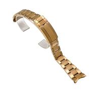 ROUHO Stainless Steel Watch Strap 20mm 21mm Metal Replacement Bracelet Curved End Link Band Silver Gold for Rolex Cosmograph Daytona - Rose Gold 20mm