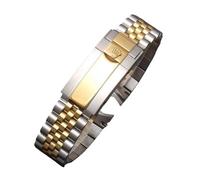 ROUHO Stainless Steel Watch Strap 20mm Metal Replacement Bracelet Curved Link Band Jubilee Style for Rolex Datejust - Silver + Gold