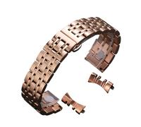 ROUHO Stainless Steel Watch Strap 21mm 22mm Metal Replacement Bracelet Curved Straight End Link Band - Rose Gold 22mm