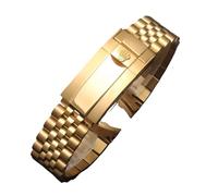 ROUHO Stainless Steel Watch Strap 21mm Metal Replacement Bracelet Curved End Jubilee Link Band for Rolex GMT-Master - Golden