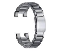 ROUHO Stainless Steel Watch Strap 26mm Metal Replacement Bracelet Integrated Notched Band Solid Silver Black for Casio G-Shock B100 - Silvery