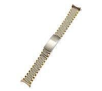 ROUHO Stainless Steel Watch Strap Folding Clasp Bracelet Replacement Watch Accessories for Omega DeVille Seamaster Speedmaster-Silver Gold 19mm