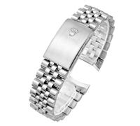 ROUHO Stainless Steel Watch Strap Metal Bracelet Band 13mm 17mm 20mm Replacement Curved End Jubilee Style Solid Links for Rolex Datejust 16233 - Silver 17mm